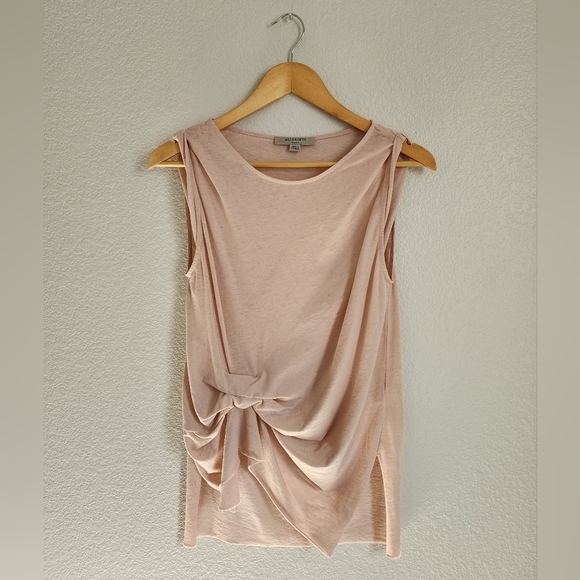 All Saints Rivi Women's Small Cami Pink Front Knot Tank - Picture 1 of 7